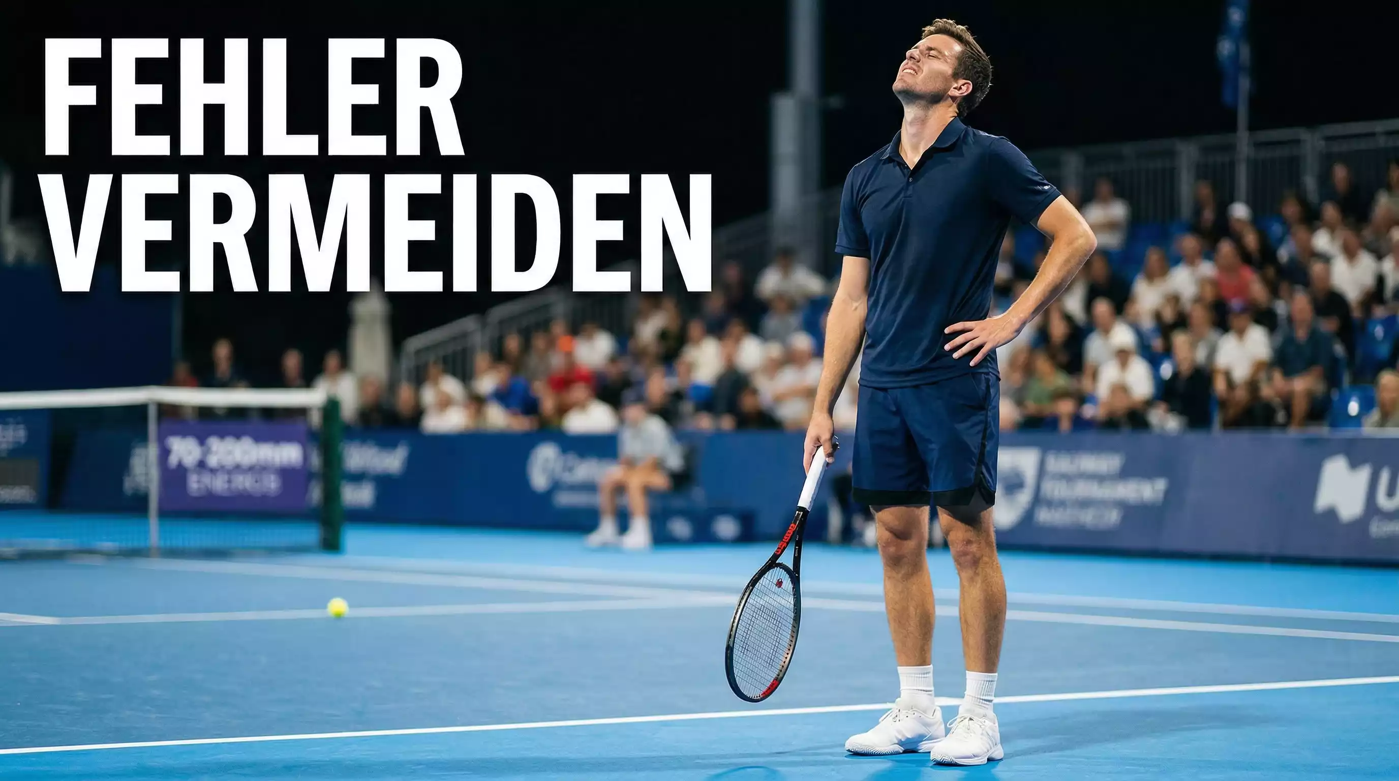 Tennisspieler zeigt Frustration nach Fehler auf dem Platz – Häufige Fehler bei Livewetten vermeiden