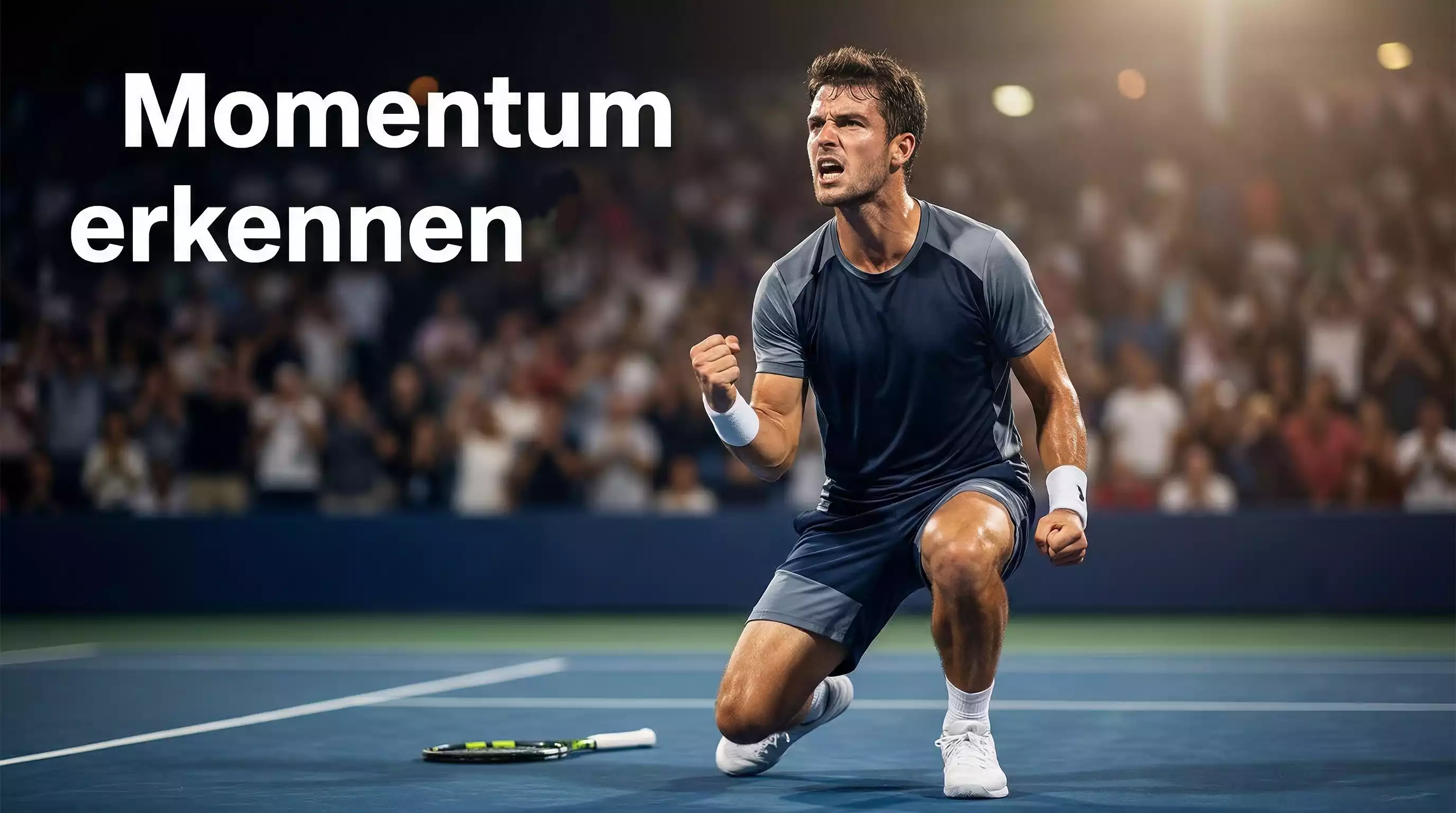 Tennisspieler zeigt Siegesgeste auf dem Platz – Momentum im Tennis für Live-Wetten